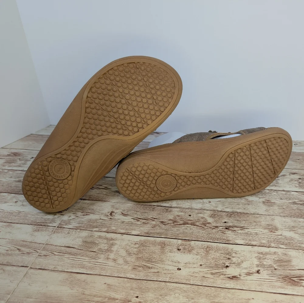 Revitalign Kholo Hampton "Bronze" Tan Velcro Strap Open Toe Slide Sandals 10 - Picture 12 of 13